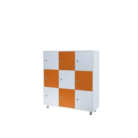 Dulap RFG Dale, cu 9 compartimente, 1237 x 400 x 1330 mm, alb și portocaliu