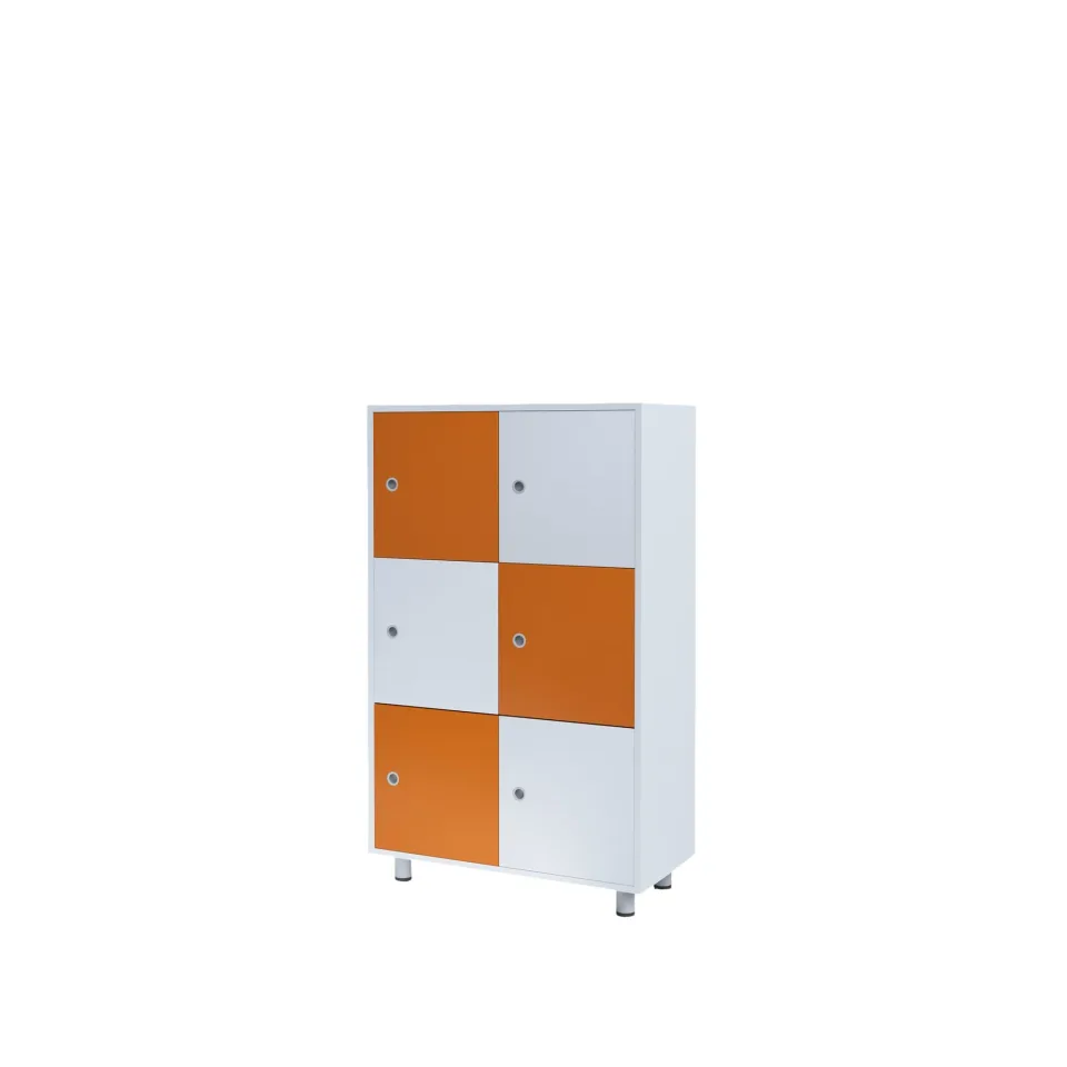 Dulap RFG Dale, cu 6 compartimente, 800 x 400 x 1200 mm, alb și portocaliu