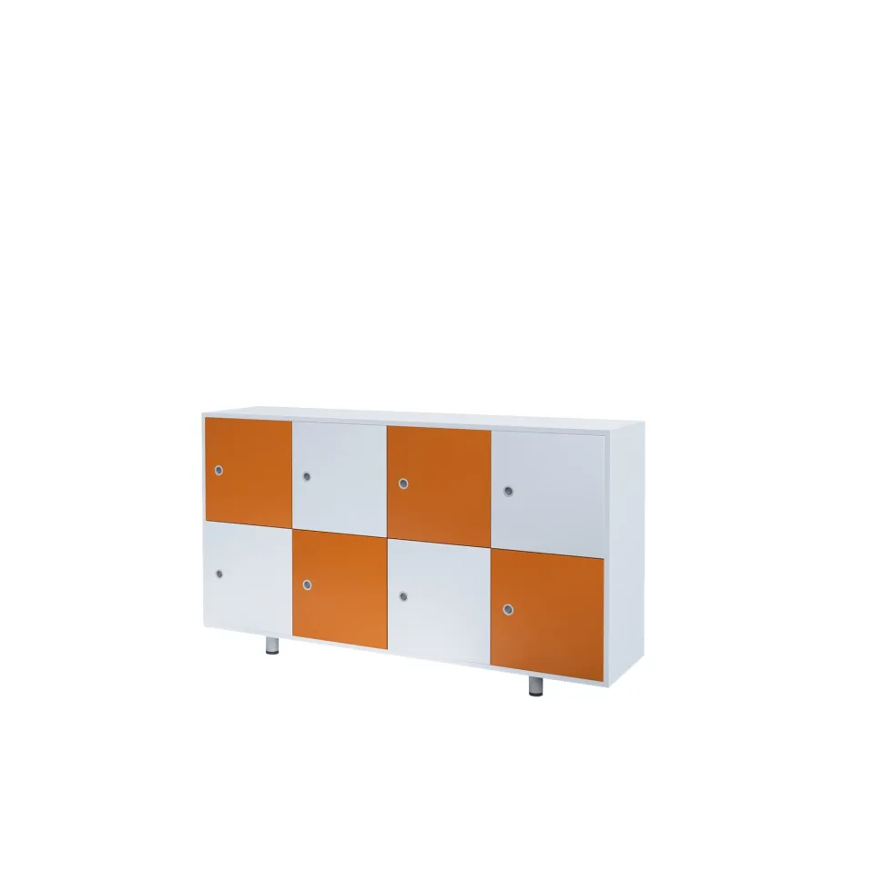 Dulap RFG Dale, cu 8 Compartimente, 1630 x 400 x 933 mm, Alb și Portocaliu