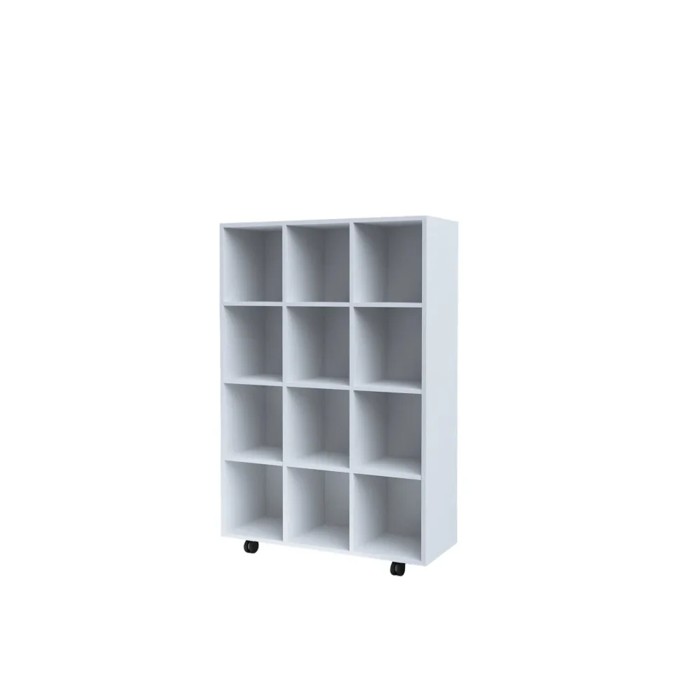 Dulap RFG, cu 12 compartimente, cu roți, 1040 x 400 x 1500 mm, alb