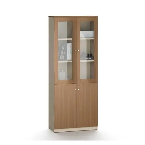 Dulap RFG Paris, cu uși din sticlă, 800 x 400 x 2000 mm, nuc și gri deschis