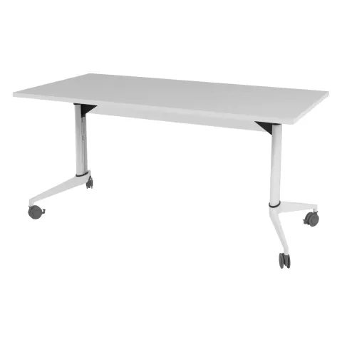 Masă de conferință mobilă pliabilă RFG Flip, 160 x 80 x 74 cm, blat alb & picioare metalice albe