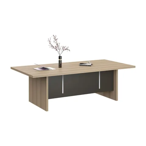 Masă de conferință RFG Milano, 2 400 x 1 200 x 750 mm, stejar deschis și gri închis