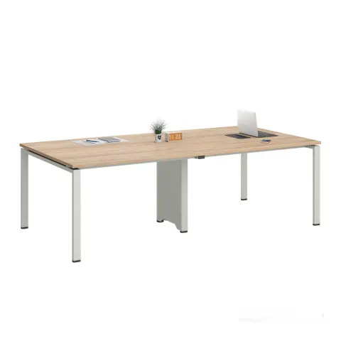 Masa de conferințe RFG Monaco, 2400 x 1200 x 750 mm, blat de ulm, metal alb