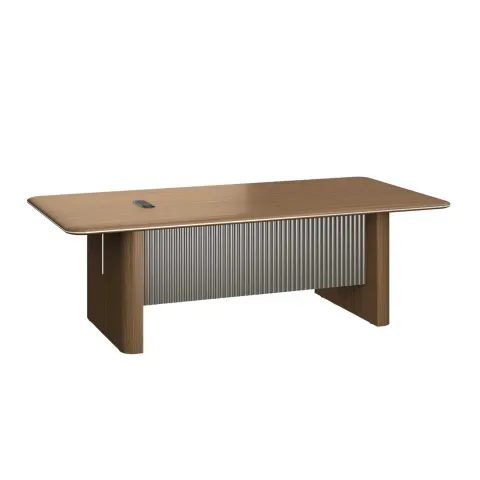 Masă de conferință RFG Parma, 2400 x 1200 x 750 mm, nuc și grafit perlă