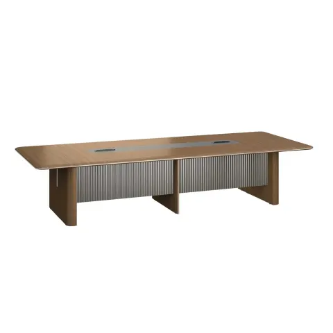 Masă de conferință RFG Parma, 3600 x 1400 x 750 mm, nuc și grafit perlă