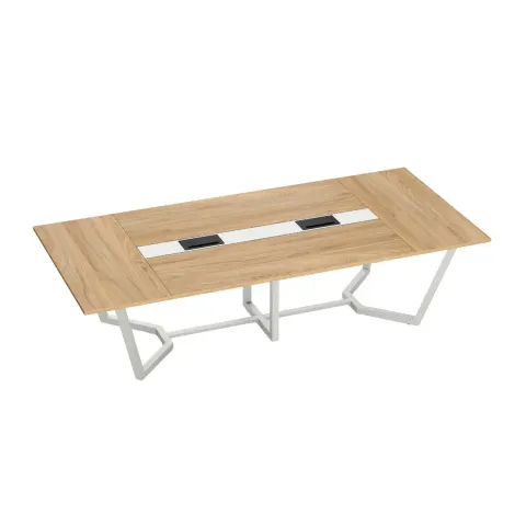 Masă de conferință RFG Roy, 3000 x 1400 x 750 mm, VL ELM, bază albă