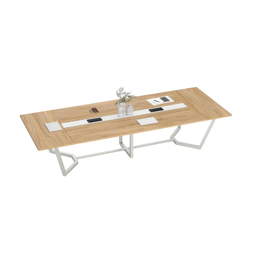 Masă de conferință RFG Roy, 3600 x 1400 x 750 mm, VL ELM, bază albă