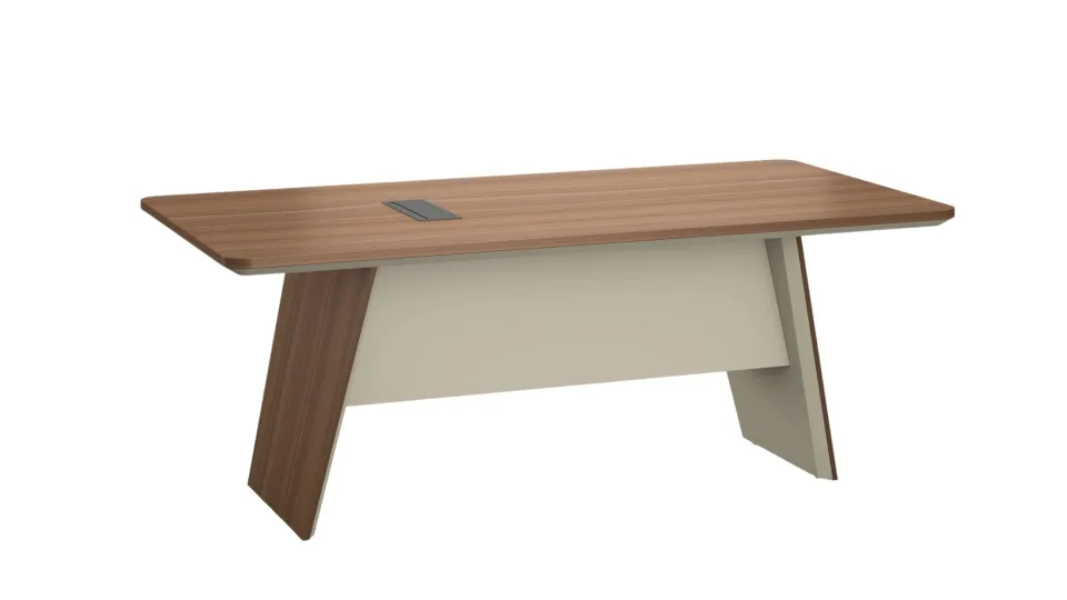 Masă de conferință RFG Savona, 2000 x 1000 x 750 mm, PAL 40 mm, stejar australian și gri