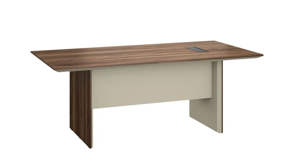 Masa de conferință RFG Lisbon, 2000 x 1000 x 750 mm, plăci aglomerate 40 mm, stejar închis și gri