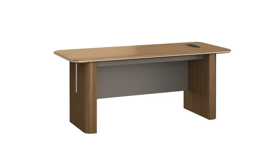 Masă de conferință RFG Parma, 2000 x 1000 x 750 mm, PAL 50 mm, nuc și grafit perlă