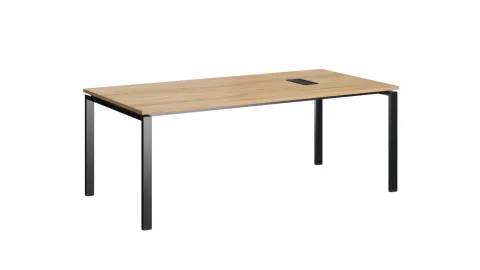 Masă de conferință RFG Monaco, 2000 x 1000 x 750 mm, PAL 25 mm, blat din ulm, picioare metalice negre