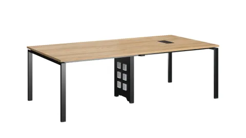 Masa de conferință RFG Monaco, 2400 x 1200 x 750 mm, PAL 25 mm, blat elm, picioare metalice negre