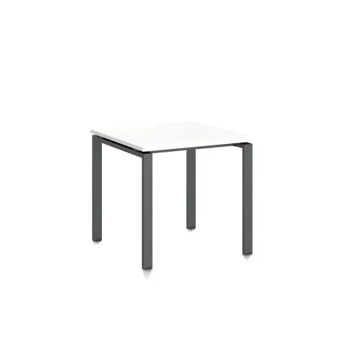 Masa de conferință RFG Monaco, 800 x 800 x 750 mm, plăci aglomerate 25 mm, blat alb, picioare metalice negre