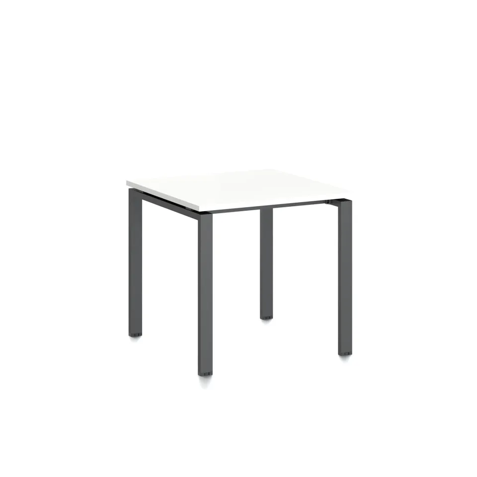 Masa de conferință RFG Monaco, 800 x 800 x 750 mm, plăci aglomerate 25 mm, blat alb, picioare metalice negre