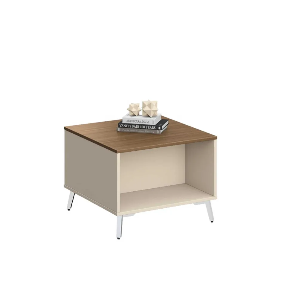 Masă de cafea RFG Paris, 600 x 600 x 450 mm, nuc și gri deschis
