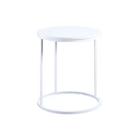Masă de cafea RFG Tom, 500 x 500 x 600 mm, blat rotund, pal de 15 mm, alb, picioare metalice albe