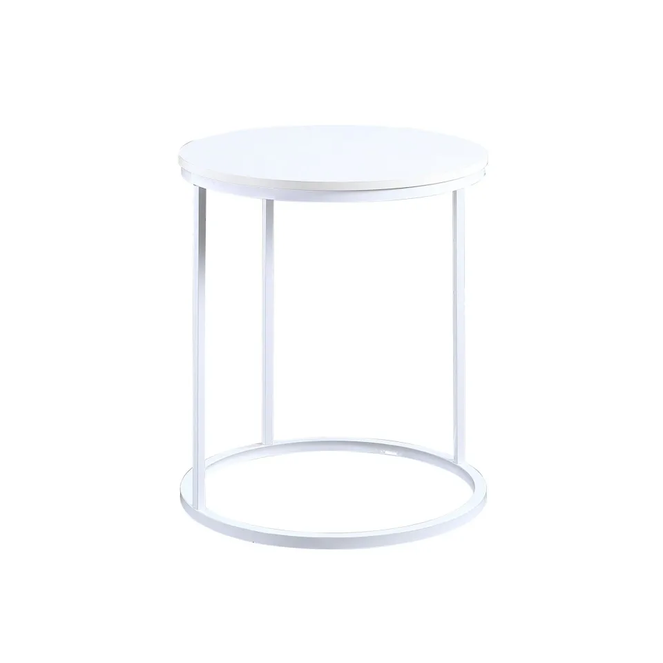 Masă de cafea RFG Tom, 500 x 500 x 600 mm, blat rotund, pal de 15 mm, alb, picioare metalice albe