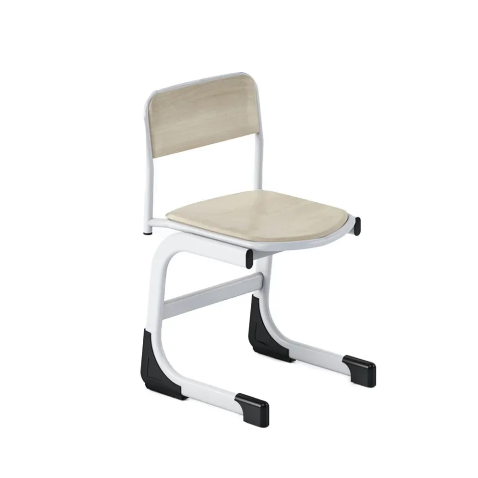 Scaun școlar RFG Edu, 430 x 425 x 460 mm, culoare stejar, metal gri, pentru clasele VIII până la XII, set de 2