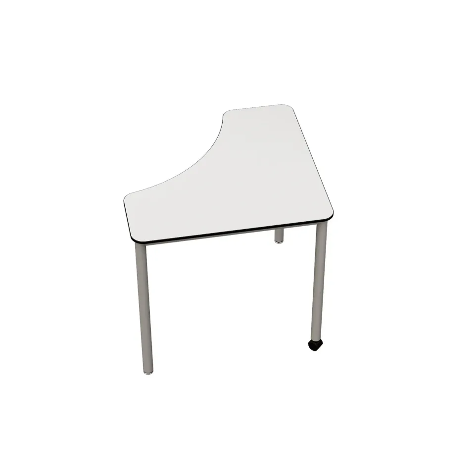 Birou pentru elevi RFG Flexus, triunghiular, 111 x 72 x 64 cm, HPL alb