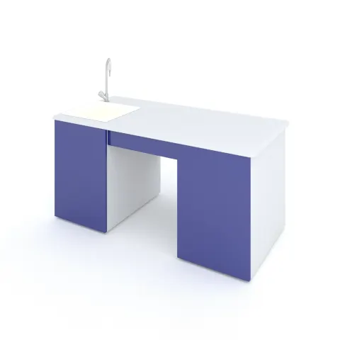 Birou pentru profesori RFG, laborator, 160 x 70 x 75 cm, albastru-alb