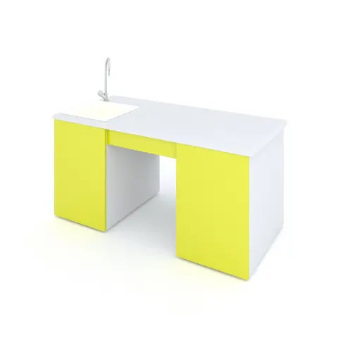 Birou pentru profesor RFG, laborator, 160 x 70 x 75 cm, galben-alb