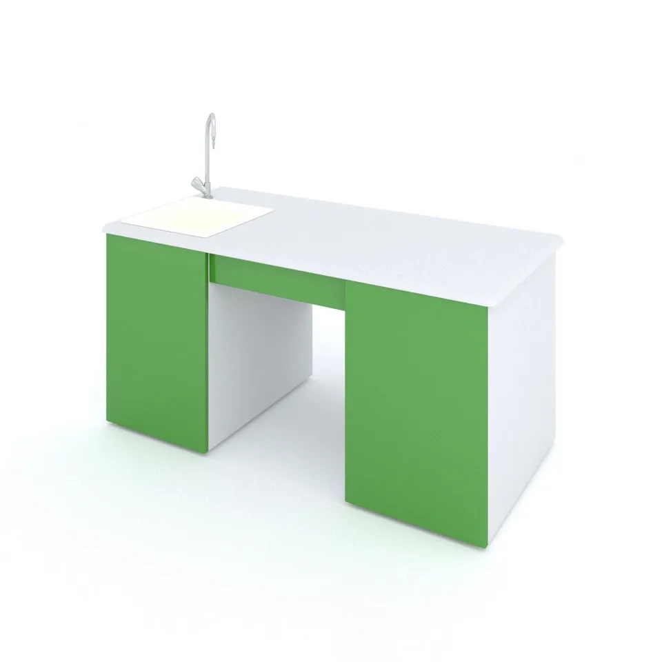 Birou pentru profesori RFG, laborator, 160 x 70 x 75 cm, verde-alb