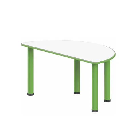 Masă pentru copii RFG, semi-circulară, 1200 x 600 x 540 mm, blat alb, structură metalică verde