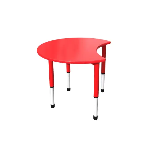 Masă pentru elevi RFG Student Moon, cu înălțime reglabilă, clasele I–XII, 900 x 900 x 550-750 mm, roșie