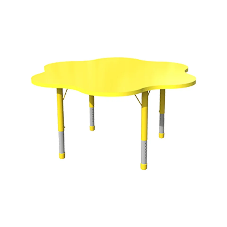 Birou școlar RFG Flower, înălțime reglabilă, de la 3 la 8 ani, 1200 x 1200 x 370-620 mm, galben