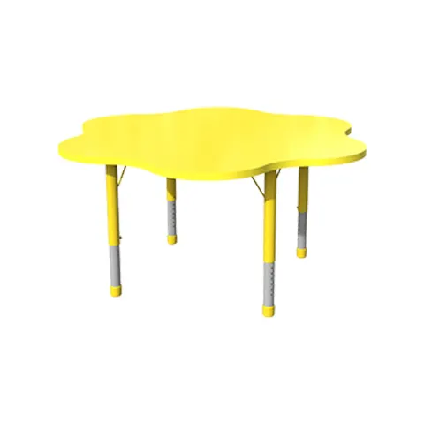 Birou școlar RFG Flower, înălțime reglabilă, de la 3 la 8 ani, 1200 x 1200 x 370-620 mm, galben