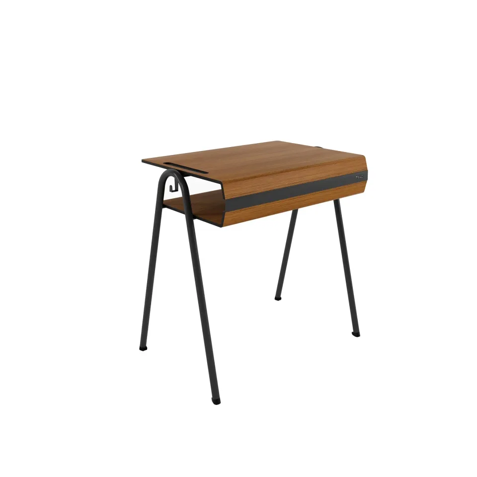 RFG Birou Dale, simplu, pentru clasele peste a VIII-a, 900 x 500 x 750 mm, blat teak, metal negru