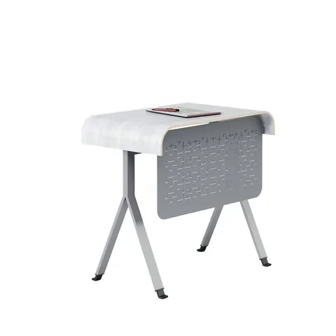 Birou RFG Norme, simplu, peste clasa a 8-a, 795 x 500 x 750 mm, blat stejar deschis, metal gri