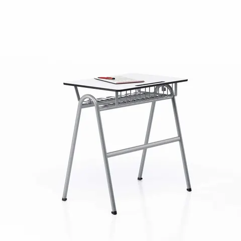Masă pentru elev RFG Letme, simplă, 700 x 500 x 750 mm, HPL, blat alb, metal gri