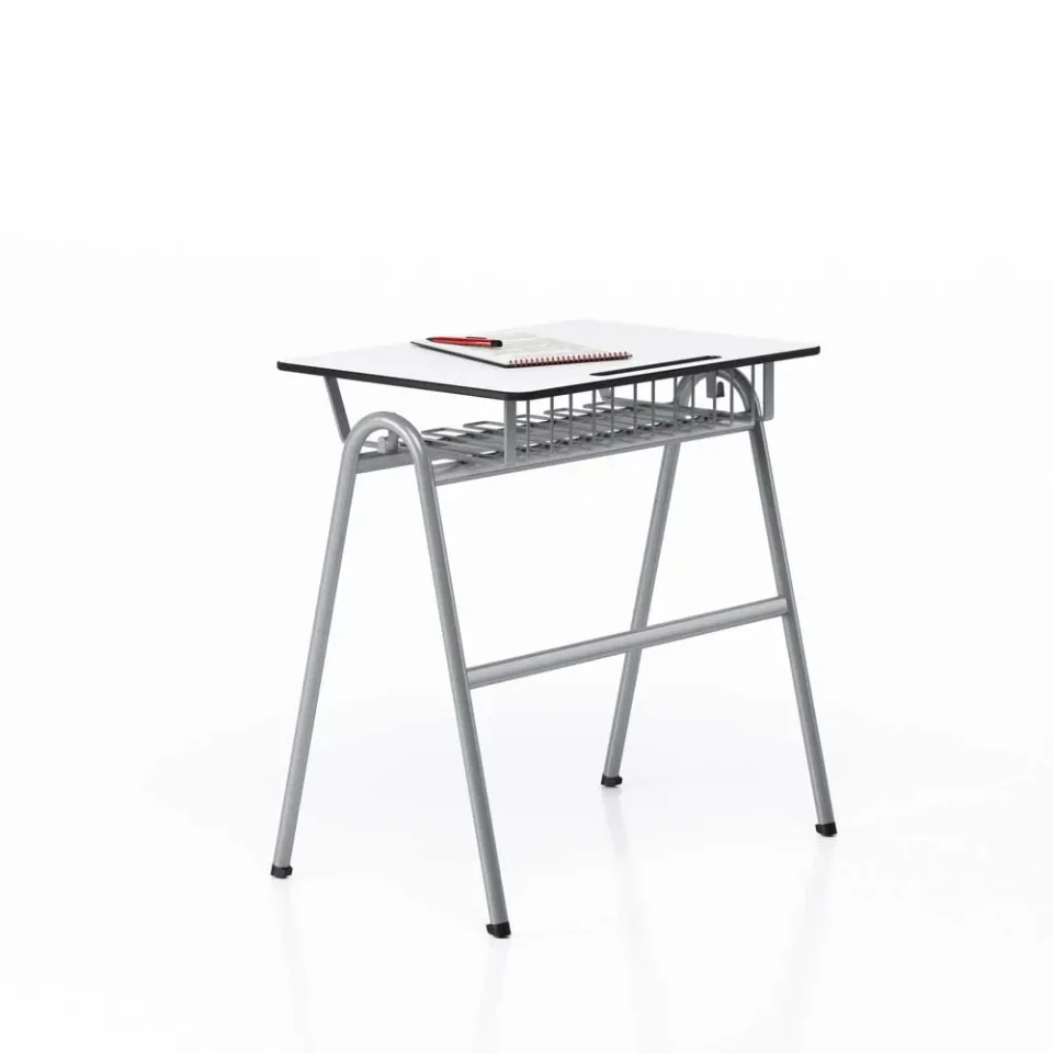 Masă pentru elev RFG Letme, simplă, 700 x 500 x 750 mm, HPL, blat alb, metal gri