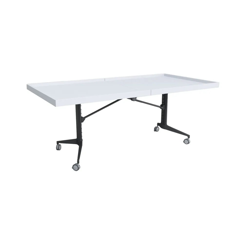 Masă mobilă pliată RFG Robotika, 2000 x 1000 x 740 mm, blat alb, metal negru