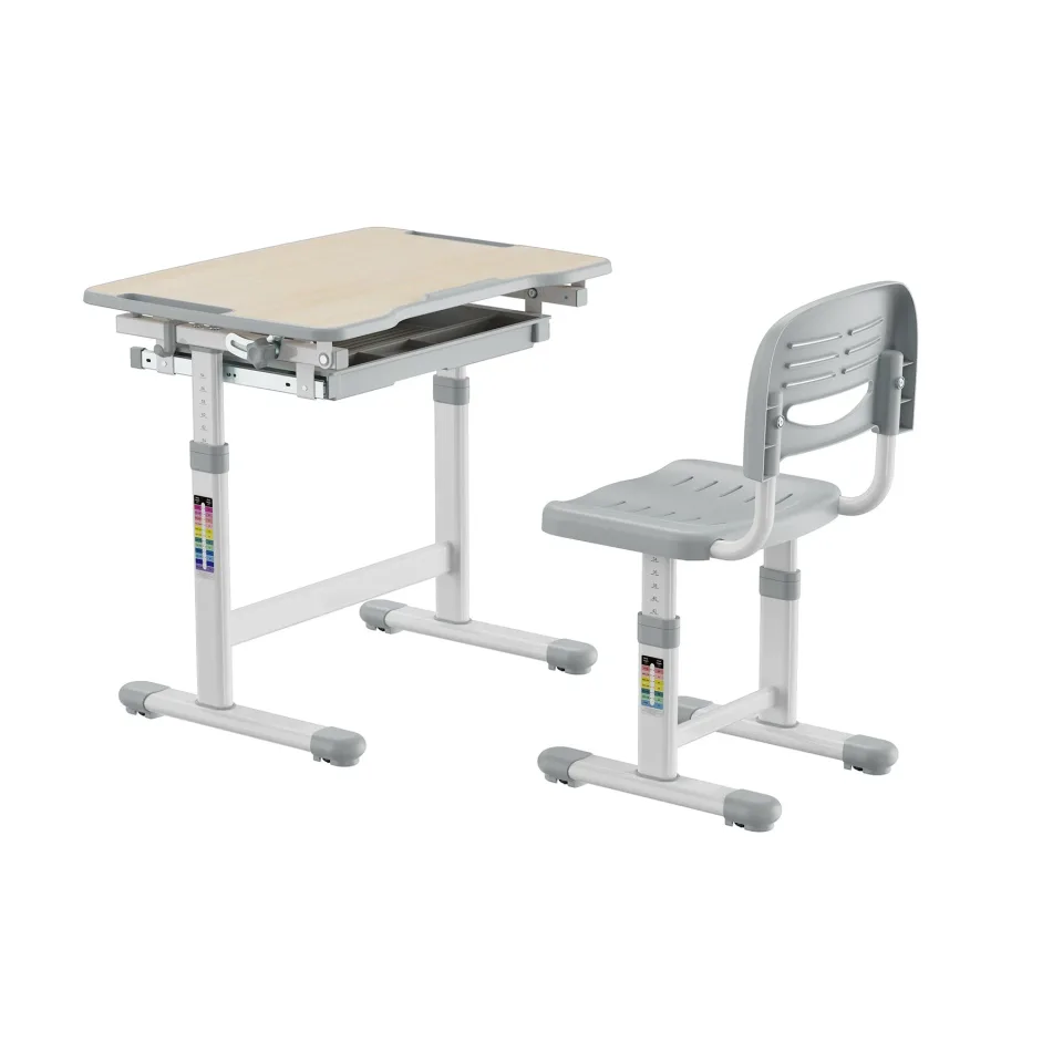 Birou și scaun ergonomic pentru școală RFG Ergo Tech B207, gri