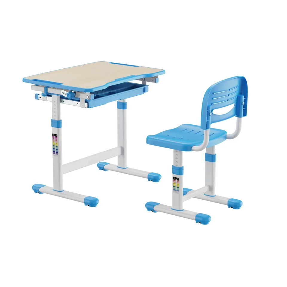 Birou și scaun ergonomic pentru școală RFG Ergo Tech B207, albastru