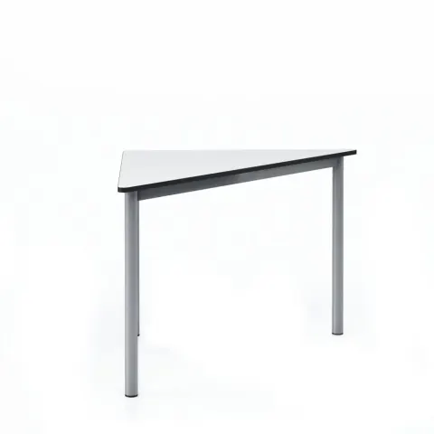 Birou școlar modular triunghiular RFG Trapez 45, peste clasa a VIII-a, 650 x 1250 x 750 mm, HPL, blat alb, picioare metalice gri