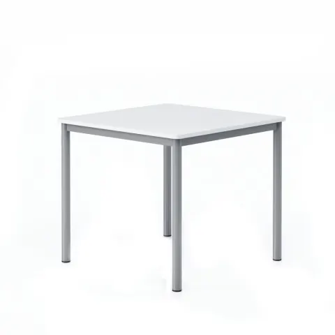 Birou școlar RFG Kare, pentru clasele peste a VIII-a, 800 x 800 x 750 mm, blat alb, metal gri