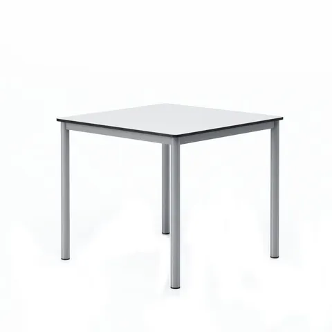 Birou școlar RFG Kare, peste clasa a 8-a, 800 x 800 x 750 mm, HPL, blat alb, metal gri