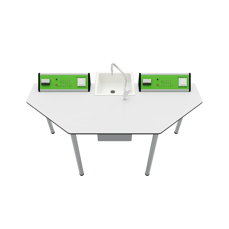 Masă de laborator RFG Chimie și Biologie Quin, peste clasa a VII-a, 170 x 70 x 75 cm, verde-alb