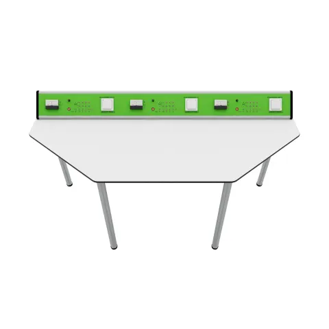 Masă de laborator RFG pentru Fizică Quin, peste clasa a 7-a, 1700 x 700 x 750 mm, verde-albă