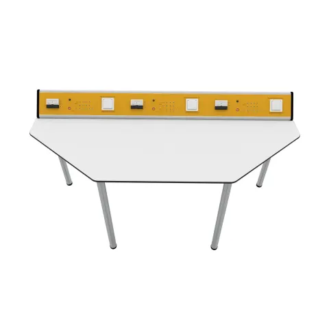 Masa de laborator RFG pentru fizică Quin, peste clasa a 7-a, 1700 x 700 x 750 mm, galben-alb