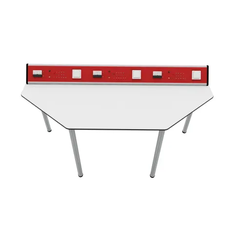 Masă de laborator de fizică RFG Quin, peste clasa a 7-a, 170 x 70 x 75 cm, roșu-alb