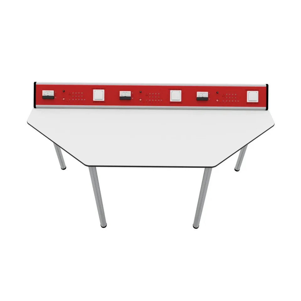 Masă de laborator de fizică RFG Quin, peste clasa a 7-a, 170 x 70 x 75 cm, roșu-alb