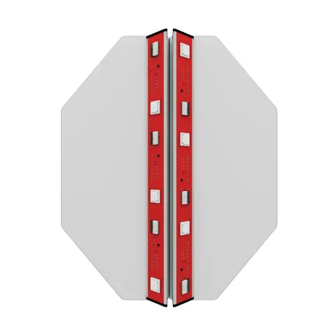 Masa de laborator fizică RFG Hexa, clase superioare, 1700 x 1400 x 750 mm, roșu-alb