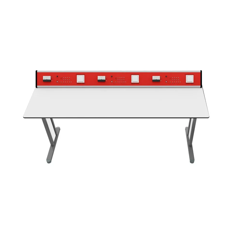Masă școlară RFG Flat, laborator, peste clasa a VII-a, 180 x 60 x 75 cm, roșu-alb