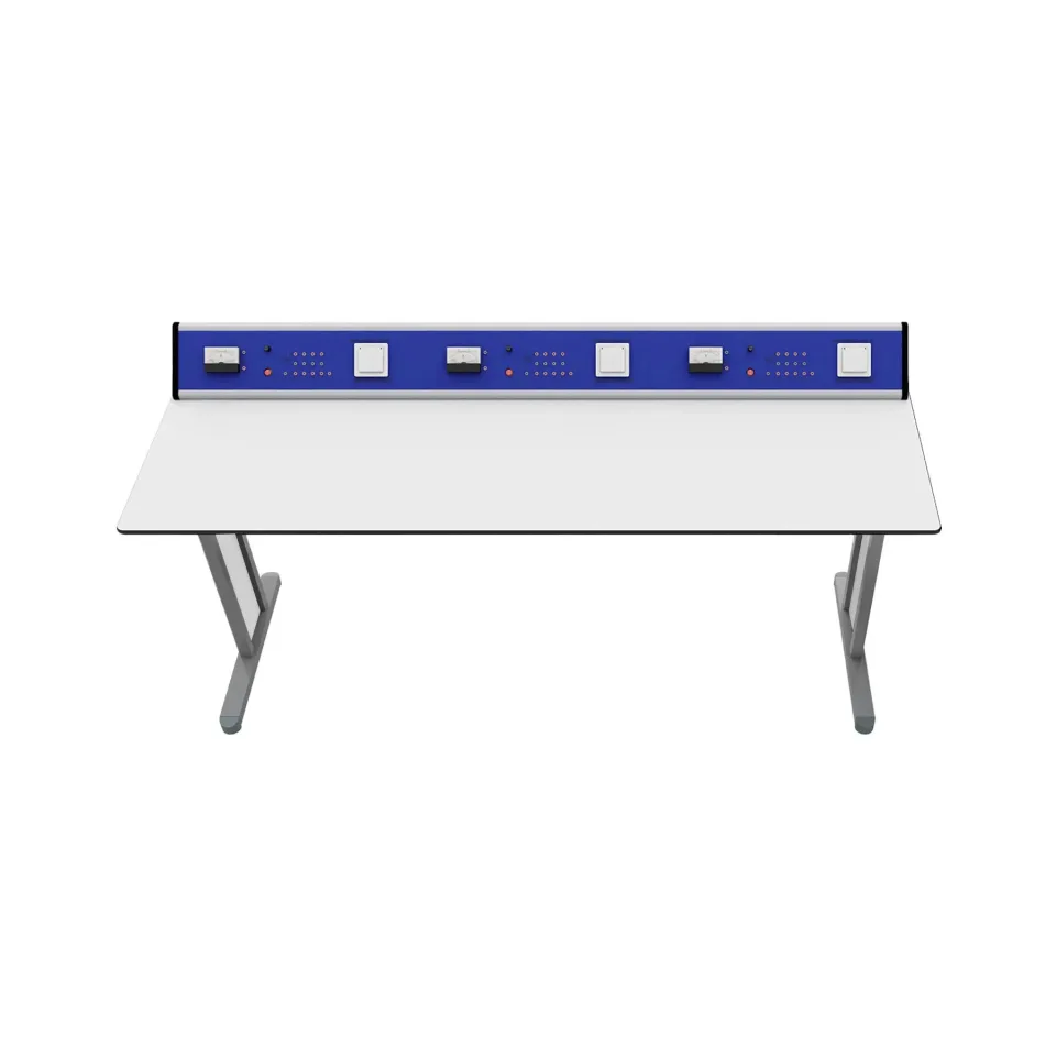 Masă școlară RFG Flat, laborator, peste clasa a VII-a, 180 x 60 x 75 cm, albastru-alb