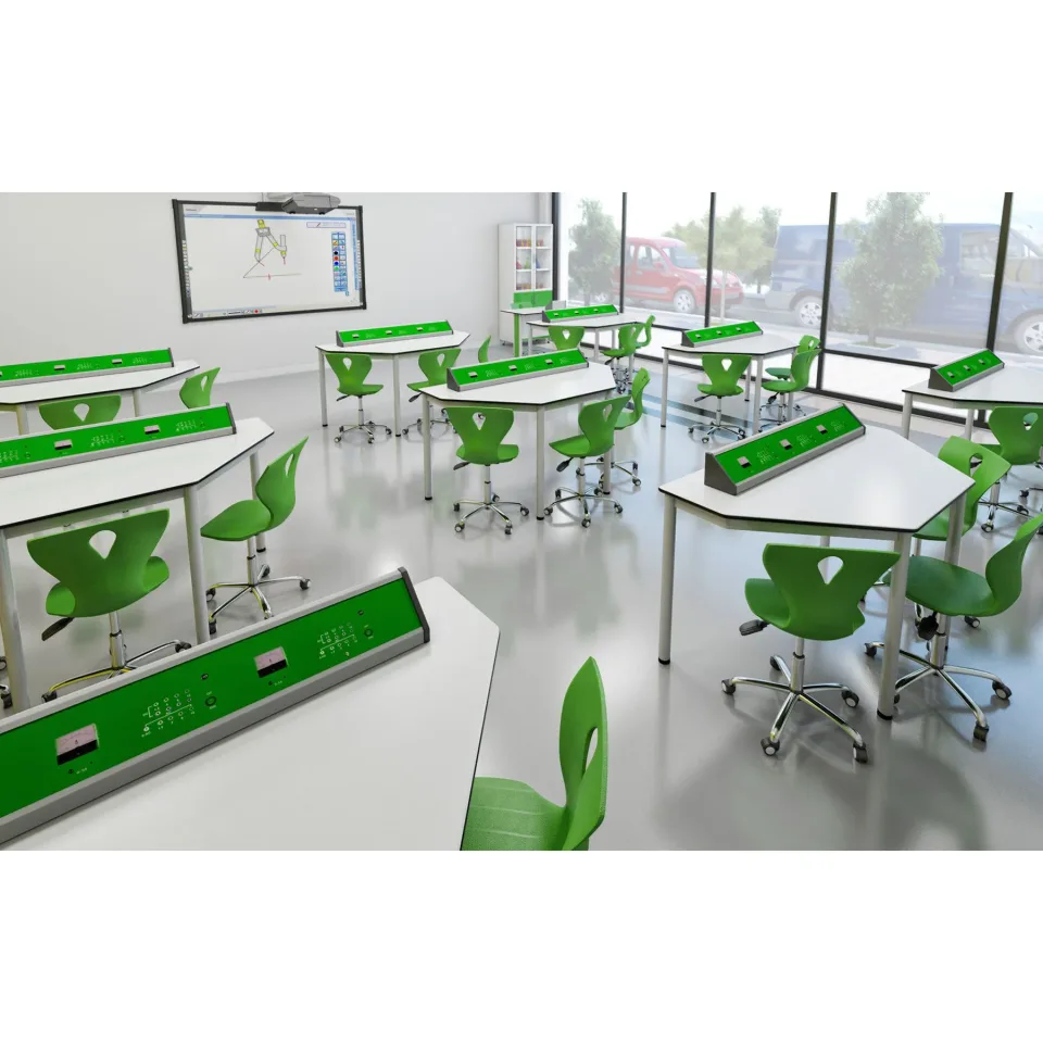 Sala de fizică RFG Quin, clasele peste VII, pentru 24 de elevi, alb-verde